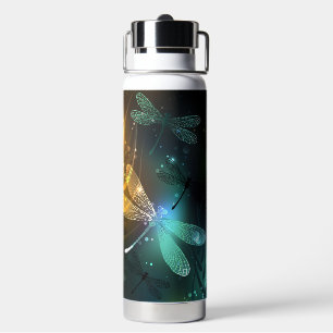 Grüner Libellenflug Trinkflasche