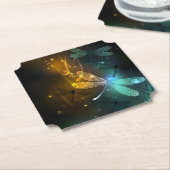 Grüner Libellenflug Untersetzer (angewinkelt)