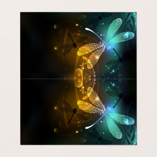 Grüner Libellenflug Visitenkarten (Außenseite Aufgefaltet)