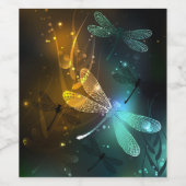 Grüner Libellenflug Weinetikett (Einzelnes Label)