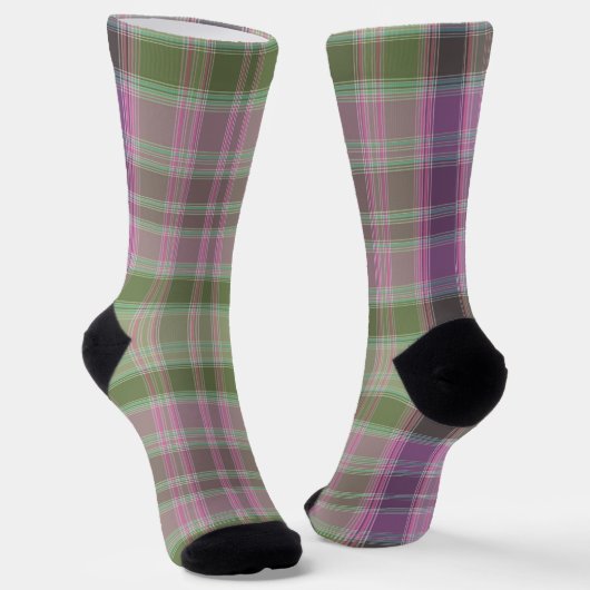 Grüner, lila klassischer Tartan. Socken (Gewinkelt)