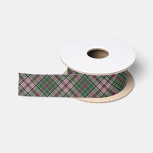 Grüner lila schwarzer Tartan Satinband
