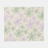 Grüner Lila tropischer Blütensommer Fleecedecke (Vorderseite (Horizontal))