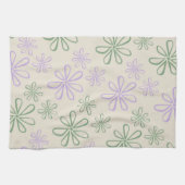 Grüner Lila tropischer Blütensommer Geschirrtuch (Horizontal)