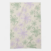 Grüner Lila tropischer Blütensommer Geschirrtuch (Vertikal)