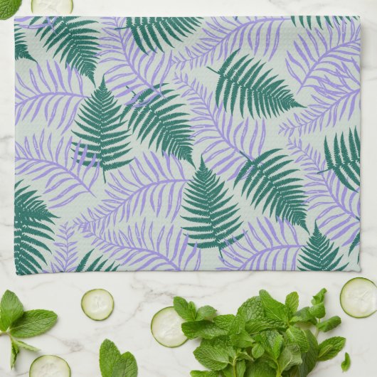 Grüner Lila tropischer Frühling Sommer Geschirrtuch (Gefaltet)