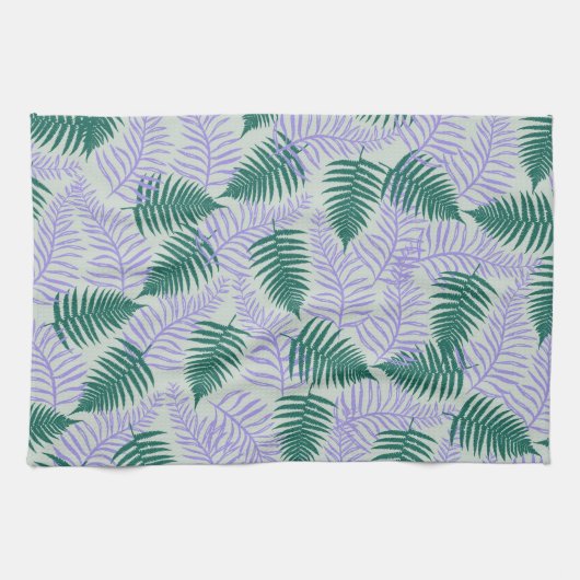 Grüner Lila tropischer Frühling Sommer Geschirrtuch (Horizontal)