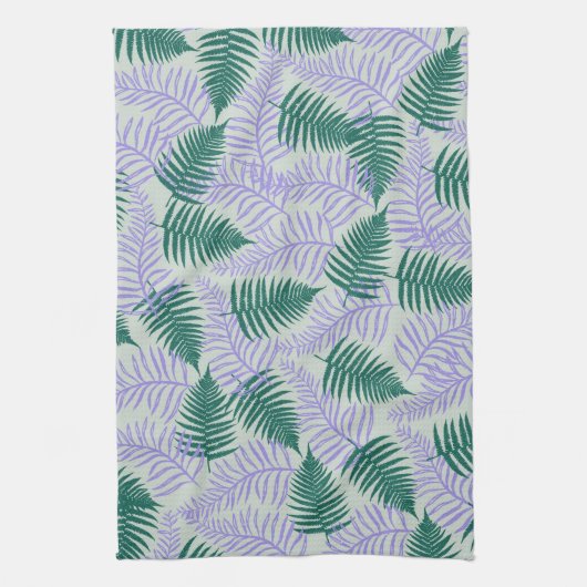 Grüner Lila tropischer Frühling Sommer Geschirrtuch (Vertikal)