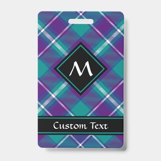 Grüner, Lila und blauer Tartan Ausweis (Vorderseite)