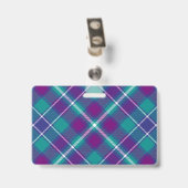 Grüner, Lila und blauer Tartan Ausweis (Rückseite mit Clip)