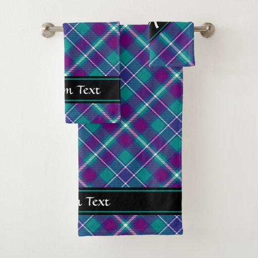 Grüner, Lila und blauer Tartan Badhandtuch Set (Insitu)