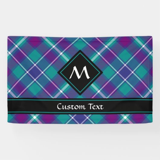 Grüner, Lila und blauer Tartan Banner (Horizontal)