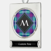 Grüner, Lila und blauer Tartan Banner-Ornament Silber (Links)