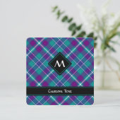 Grüner, Lila und blauer Tartan Einladung (Stehend Vorderseite)