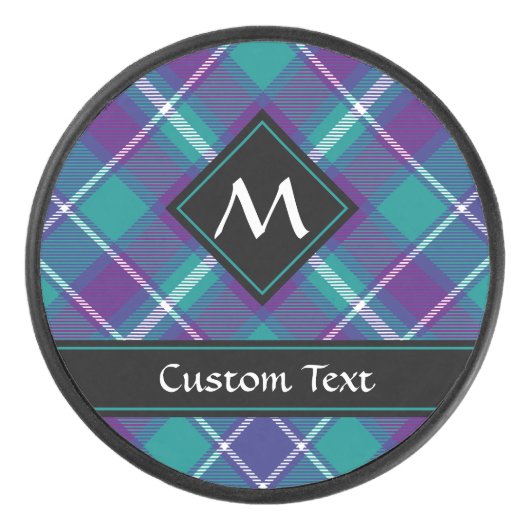 Grüner, Lila und blauer Tartan Eishockey Puck (Vorderseite)