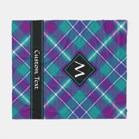 Grüner, Lila und blauer Tartan Fleecedecke (Vorderseite (Horizontal))