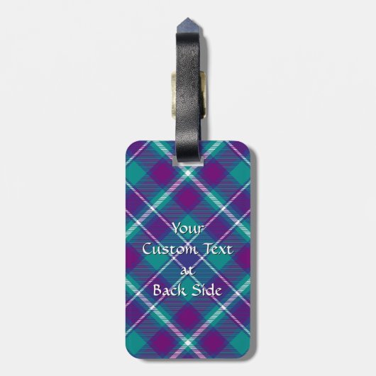 Grüner, Lila und blauer Tartan Gepäckanhänger (Rückseite vertikal)