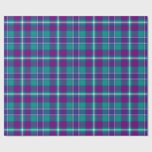Grüner, Lila und blauer Tartan Geschenkpapier (Flach)