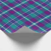 Grüner, Lila und blauer Tartan Geschenkpapier (Ecke)