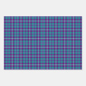 Grüner, Lila und blauer Tartan Geschenkpapier Set (Vorderseite)