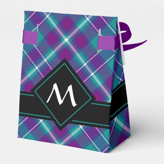Grüner, Lila und blauer Tartan Geschenkschachtel (Rückseite)
