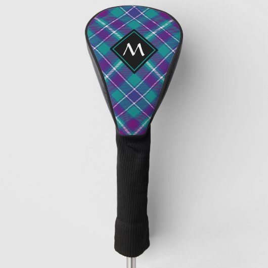 Grüner, Lila und blauer Tartan Golf Headcover (Vorderseite)