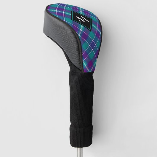 Grüner, Lila und blauer Tartan Golf Headcover (angewinkelt)
