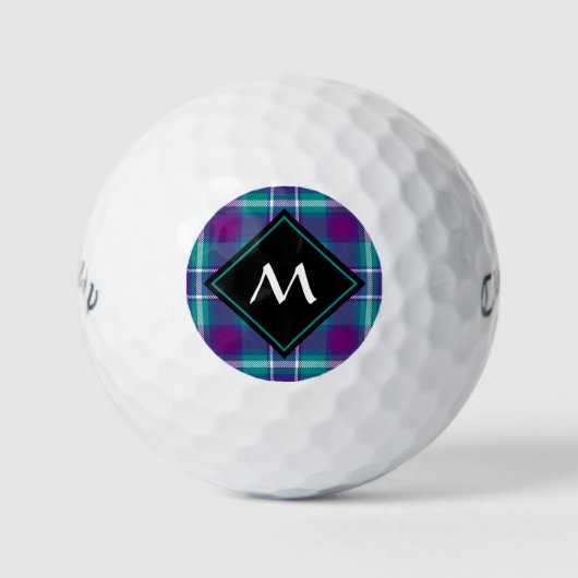Grüner, Lila und blauer Tartan Golfball (Vorderseite)