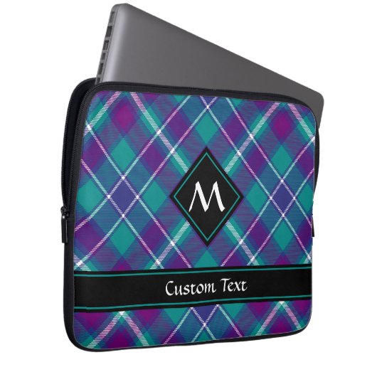Grüner, Lila und blauer Tartan Laptopschutzhülle (Vorne Rechts)