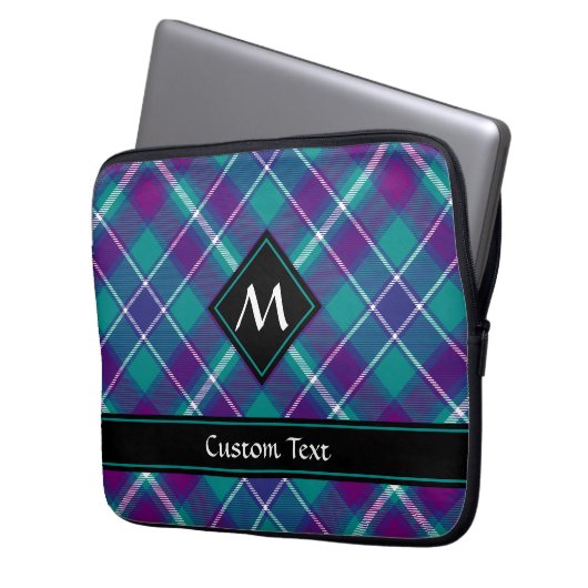 Grüner, Lila und blauer Tartan Laptopschutzhülle (Vorderseite Links)