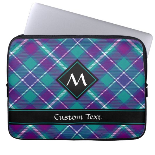 Grüner, Lila und blauer Tartan Laptopschutzhülle (Vorderseite)