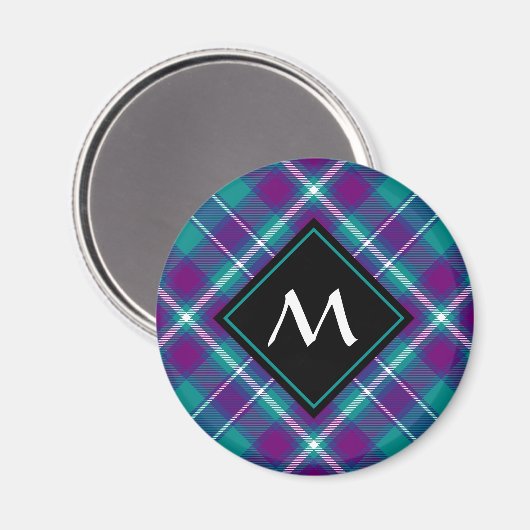 Grüner, Lila und blauer Tartan Magnet (Vorderseite/Rückseite)