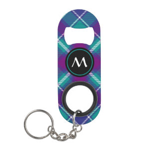 Grüner, Lila und blauer Tartan Mini Flaschenöffner