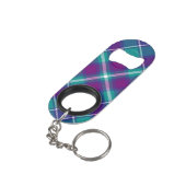 Grüner, Lila und blauer Tartan Mini Flaschenöffner (Rückseite Schrägansicht)