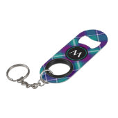 Grüner, Lila und blauer Tartan Mini Flaschenöffner (Vorderseite Schrägansicht)