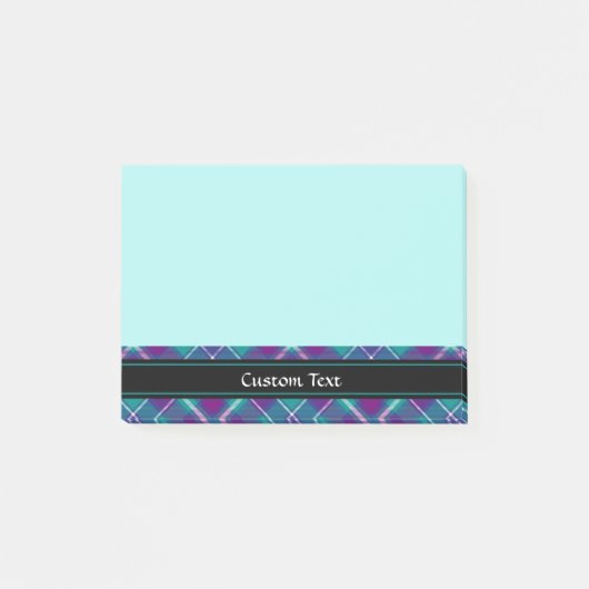 Grüner, Lila und blauer Tartan Post-it Klebezettel (Vorderseite)