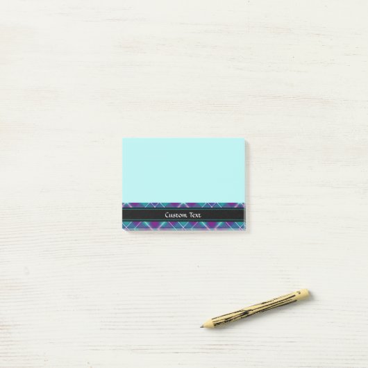 Grüner, Lila und blauer Tartan Post-it Klebezettel (Auf Schreibtisch)