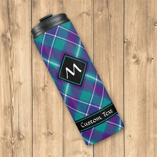 Grüner, Lila und blauer Tartan Thermosbecher