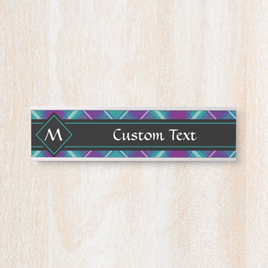 Grüner, Lila und blauer Tartan Türschild (Vorderseite )