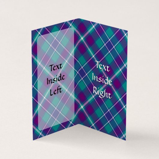 Grüner, Lila und blauer Tartan Visitenkarten (Innenseite)