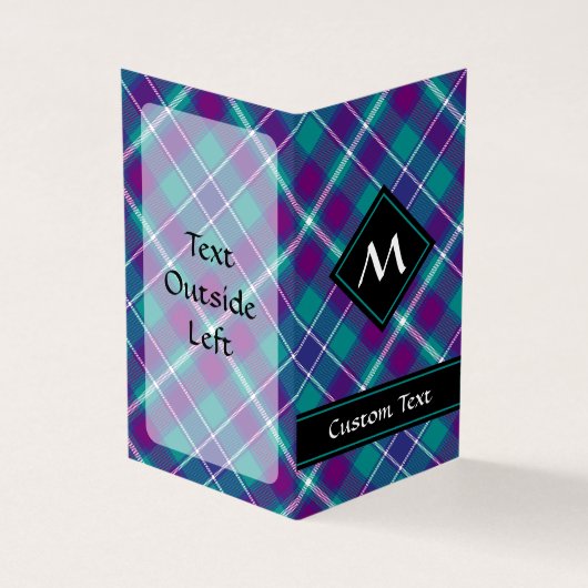 Grüner, Lila und blauer Tartan Visitenkarten (Vorderseite)