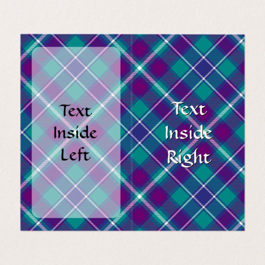 Grüner, Lila und blauer Tartan Visitenkarten (Innenseite Aufgefaltet)