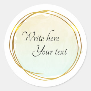 Grüner Limette-Wasserfarbe-Kreis Gold Elegant Runder Aufkleber