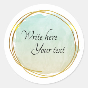 Grüner Limette-Wasserfarben-Kreis Gold Elegant  Kl Runder Aufkleber