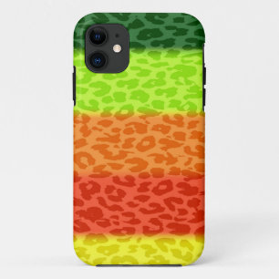 Grüner Limoner orange Rot-Gelb-Leopard-Retro iPhone 11 Hülle