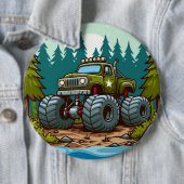 Grüner LKW im Wald Button (Beispiel)