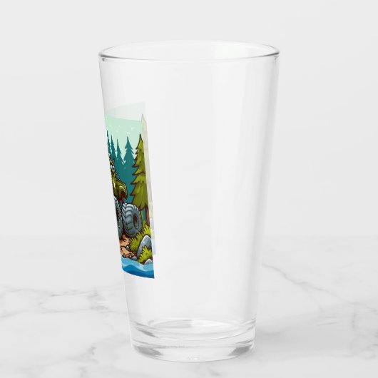 Grüner LKW im Wald Glas (Links)