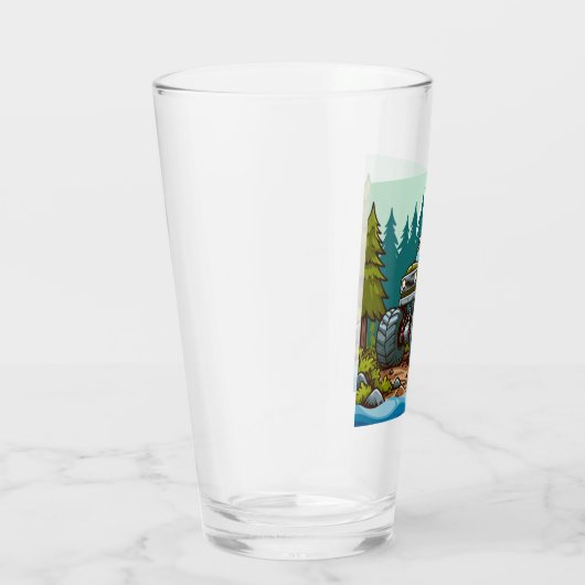 Grüner LKW im Wald Glas (Rechts)
