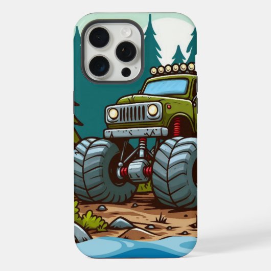 Grüner LKW im Wald iPhone Hülle (Rückseite)