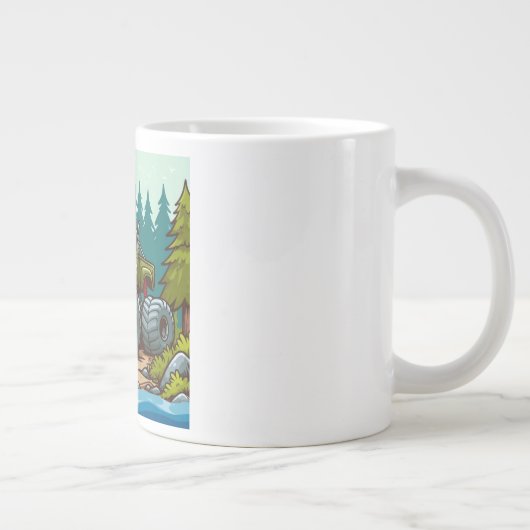 Grüner LKW im Wald Jumbo-Tasse (Rechts)